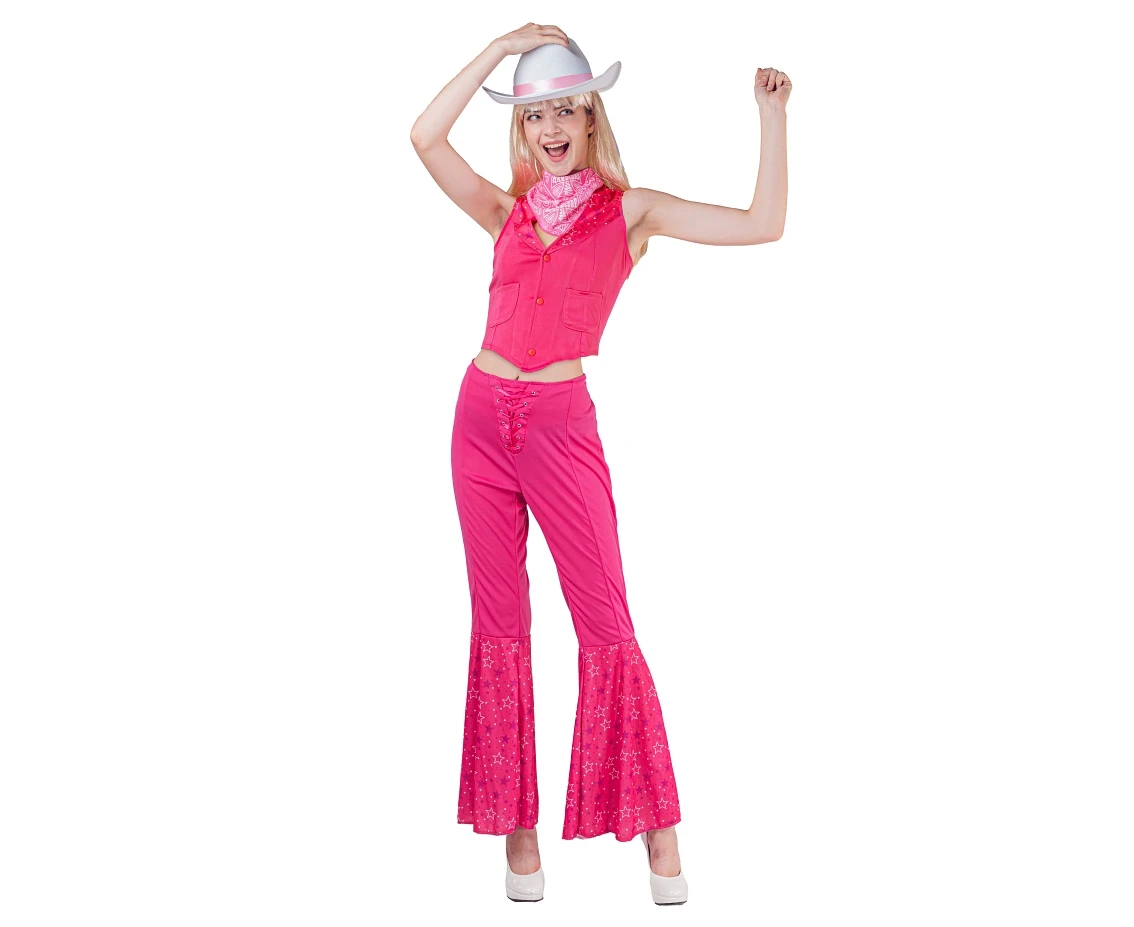 Role play-set for adult Pink Cowboy Girl (hat, scarf, shirt, pants), size S
